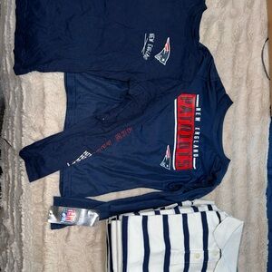 Wholesale lot of 16 boys shirts 2 NFL New England Patriots 14 navy and white